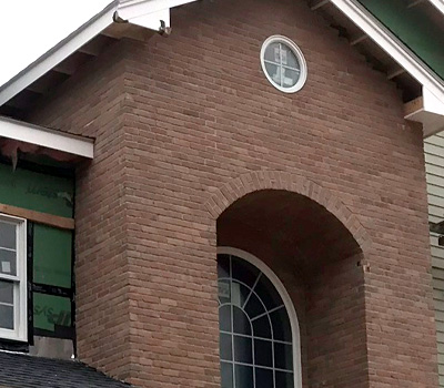 Front Entrance: Thin Brick Veneer Brick – Weston, MA